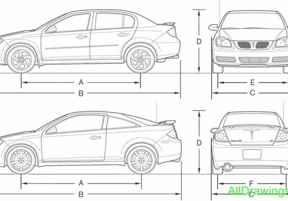 Pontiac G5 (2007) (Понтиак Г5 (2007)) - чертежи (рисунки) автомобиля